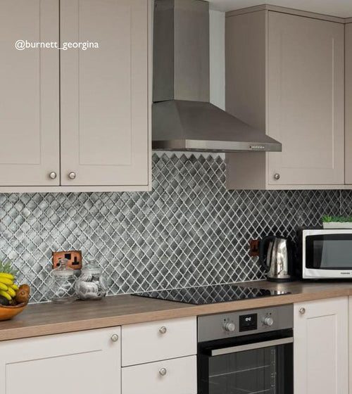 Metallic Vitreum Argentum Arabesque Silver Glass Tile Metallic Vitreum range collection