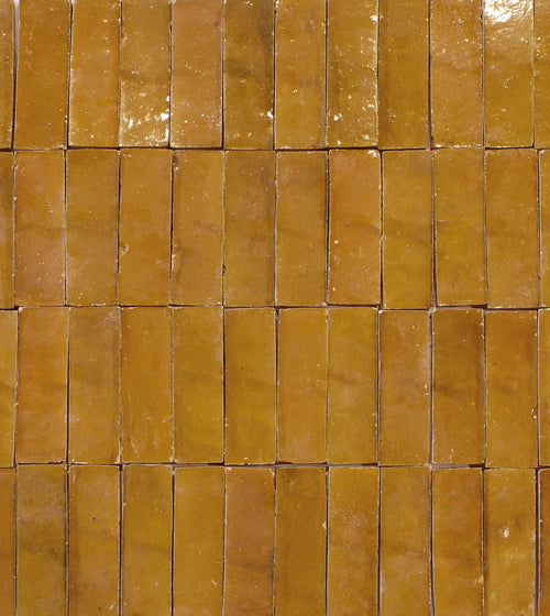 Medina Ochre Rectangle Handmade Moroccan Zellige Tile Fireplace Wall Tiles