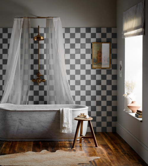 Bert & May Chequerboard Old Iron Porcelain Tile Black & White Floor Tiles