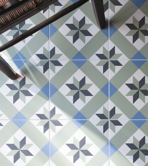 Infusion Ribeira Patterned Tile Green Floor Tiles