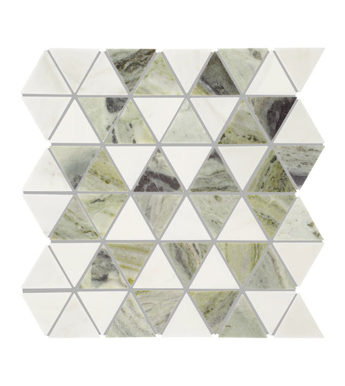 Seaspray Green Triangles Marble Mosaic Large Bathroom Tiles