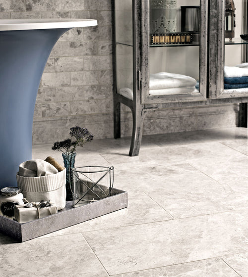 Westhampton Honed Edge Slight Bevel Rectangular Marble Tile Grey Kitchen Tiles