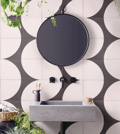 Bert & May Arco Old Iron Porcelain Tile Black & White Floor Tiles