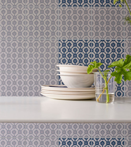 Designers Guild Jaal Sky Blue Blue Kitchen Tiles