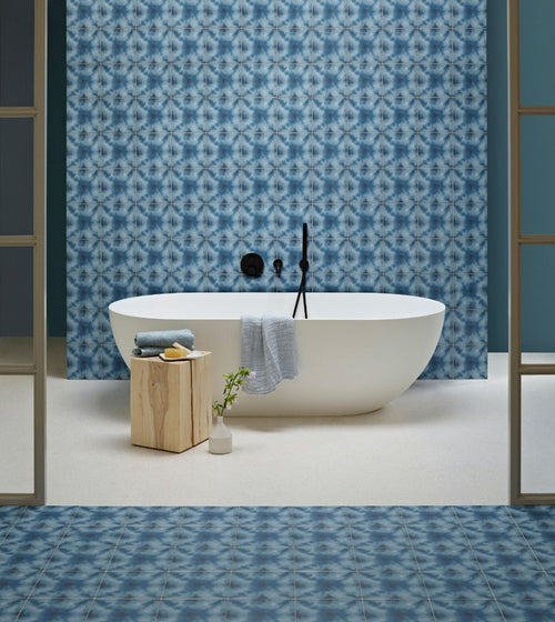 Designers Guild Shibori Cobalt Living Room Tiles