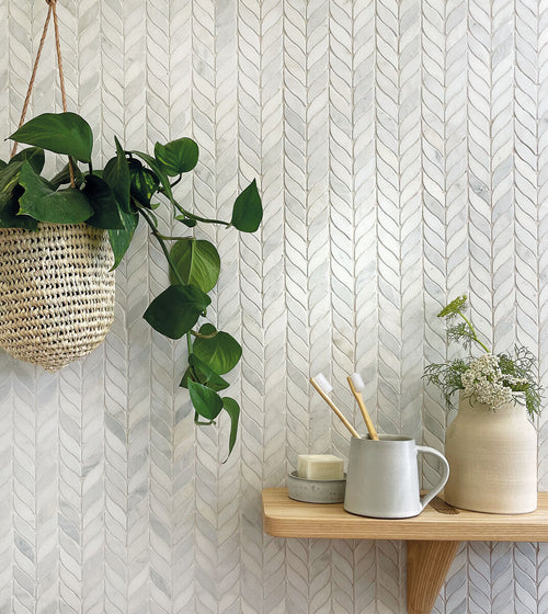 East Hampton Grey Willow Leaf Mosaic Mosaic Wall Tiles