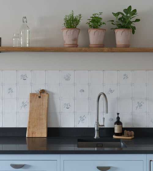 English Delft Snowdrop Charcoal Matt Tile English Craft Bathroom Tiles English Delft Snowdrop Charcoal Matt Tile English Craft Bathroom Tiles