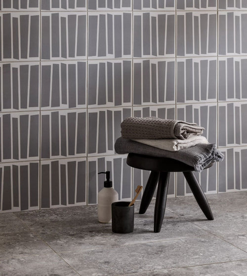 Kelly Hoppen Strip Grey and White Bathroom Tiles