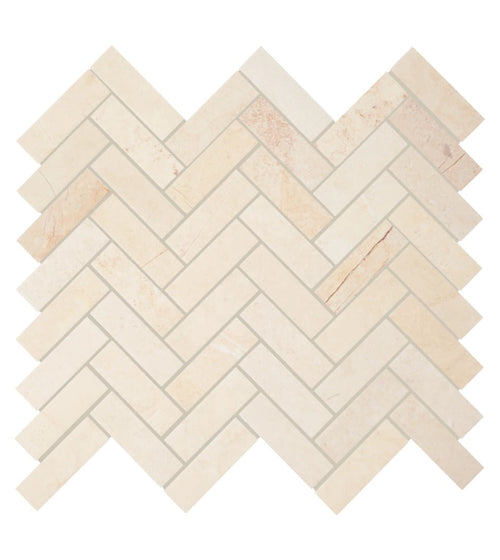 Louvre Brushed Herringbone Mosaic Marble Tile Bathroom Tiles