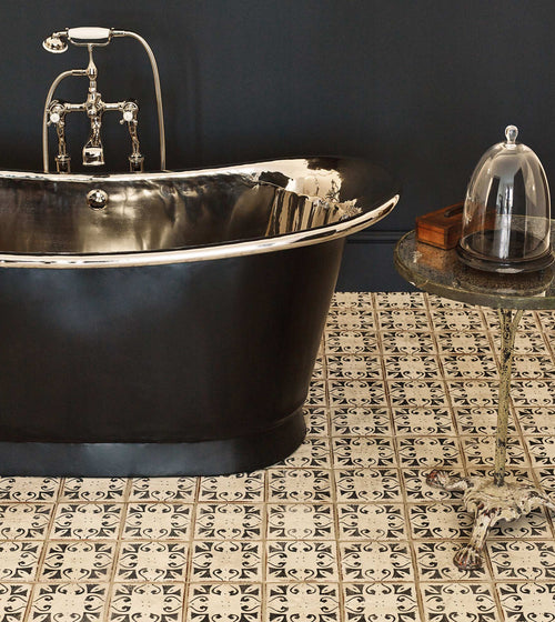 Marrakech Hammam Patterned Terracotta Tile Black & White Floor Tiles