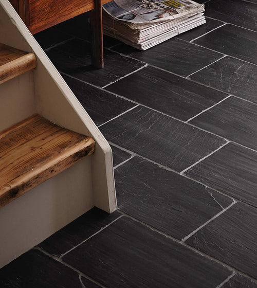 Spanish Black 25 x 40 Chipped Edge, Riven Stone Floor Tiles