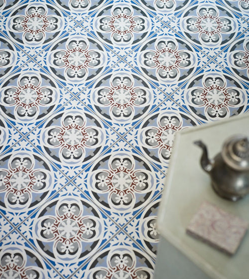 Abbey Fountains Patterned Porcelain Tile Blue Wall Tiles