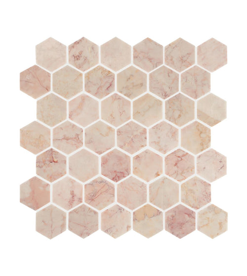 Aegean Pink Large Hexagon Marble Mosaic Floor Tiles