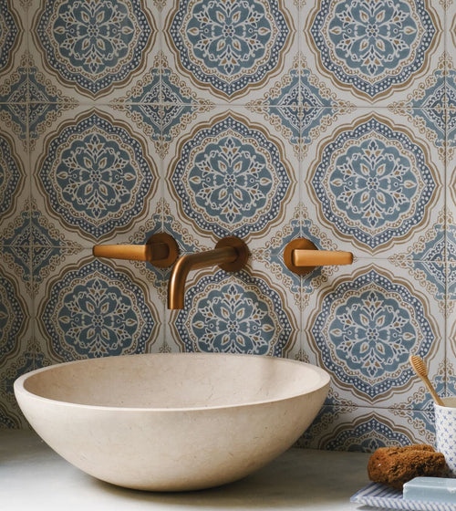 Nina Campbell Udaipur Blue Porcelain Tile Nina Campbell