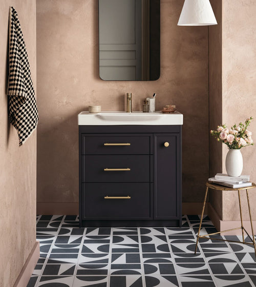 Bert & May Split Shift Old Iron Porcelain Tile Diamond & Triangle Kitchen Tile