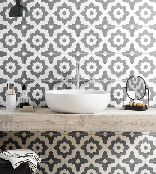 Bert & May Black Santona Porcelain Tile Shower Wall Tiles