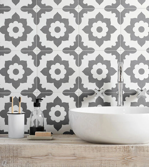 Bert & May Black Santona Porcelain Tile Shower Wall Tiles