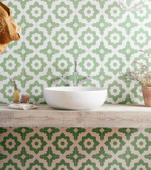Bert & May Green Santona Porcelain Tile Shower Wall Tiles