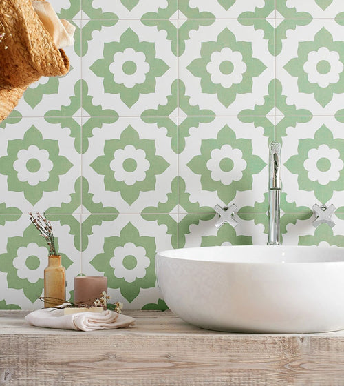 Bert & May Green Santona Porcelain Tile Shower Wall Tiles