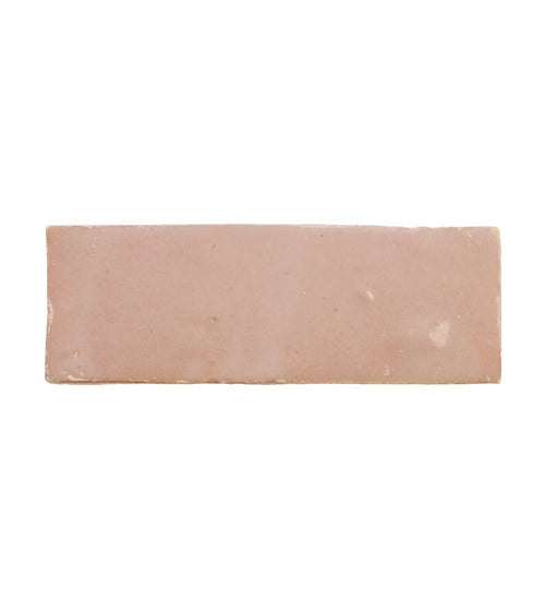 Medina Leather Pale Rectangle Handmade Moroccan Zellige Tile Splash of pink