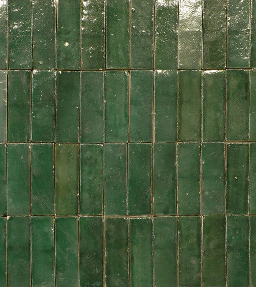 Medina Moss Green Rectangle Handmade Moroccan Zellige Tile Rustic Bathroom Tiles