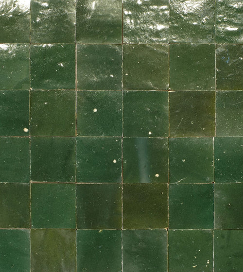 Medina Moss Green Square Handmade Moroccan Zellige Tile Rustic Bathroom Tiles