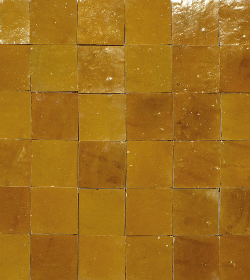 Medina Ochre Square Handmade Moroccan Zellige Tile Rustic Bathroom Tiles