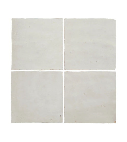 Medina Pure White Square Handmade Moroccan Zellige Tile Rustic Bathroom Tiles