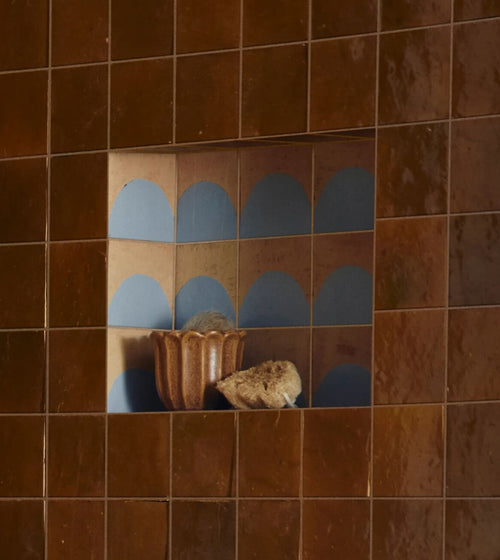 Medina Cornflower Blue Belen Handmade Moroccan Zellige Tile Rustic Bathroom Tiles