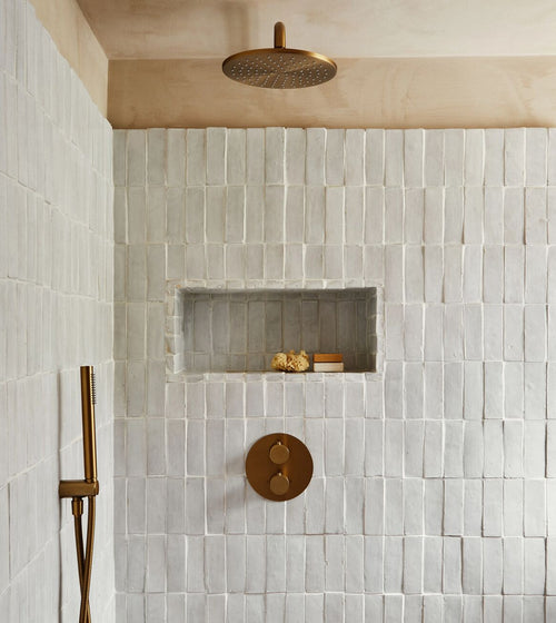 Medina Pure White Rectangle Handmade Moroccan Zellige Tile Rustic Bathroom Tiles