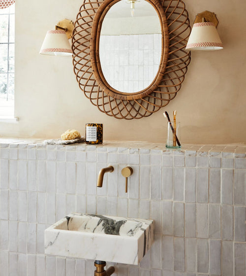 Medina Pure White Rectangle Handmade Moroccan Zellige Tile Rustic Bathroom Tiles