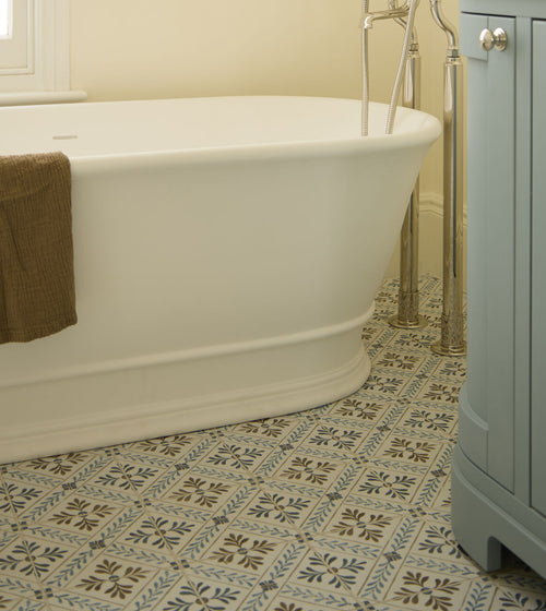 Nina Campbell Goa Indigo Chocolate Porcelain Tile Kitchen Floor Tiles