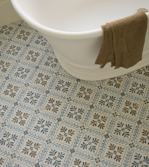 Nina Campbell Goa Indigo Chocolate Porcelain Tile Kitchen Floor Tiles