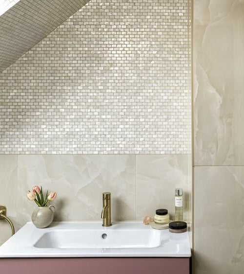 Mother of Pearl White Rectangle Brick Mosaic Mosaic Wall Tiles