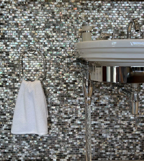 Mother of Pearl Black Rectangle Brick Mosaic Wall & Floor Tiles/Shop by Type/Mosaics Tiles