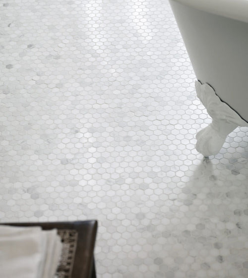 East Hampton Hexagon Marble Mosaic Hexagonal Floor Tiles
