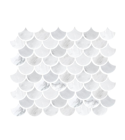 East Hampton Scallop Marble Mosaic White Floor Tiles