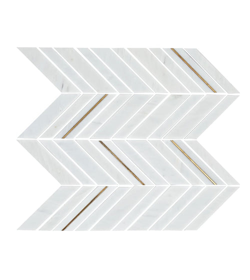 East Hampton Marble Chevron Mosaic Metro Floor Tiles