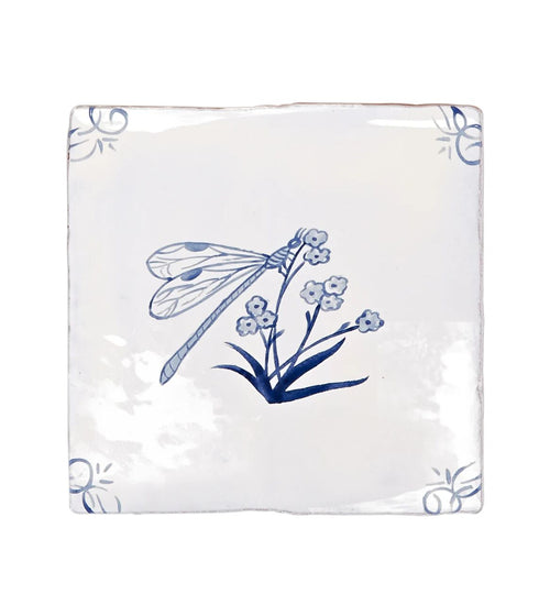 English Delft Dragonfly Blue Gloss Tile Shower Wall Tiles