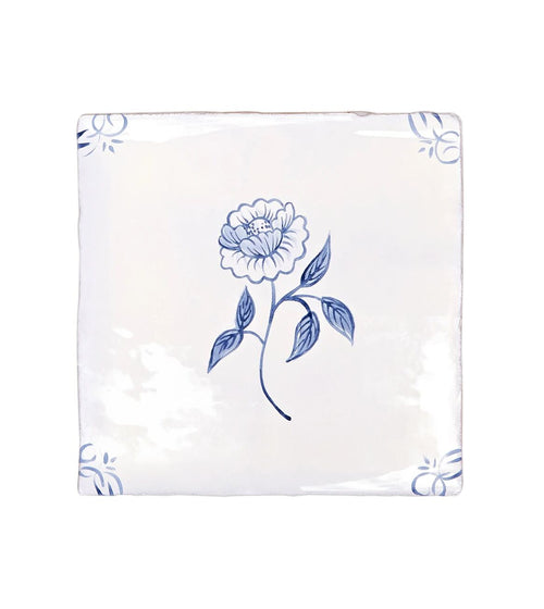 English Delft Peony Blue Gloss Tile Shower Wall Tiles