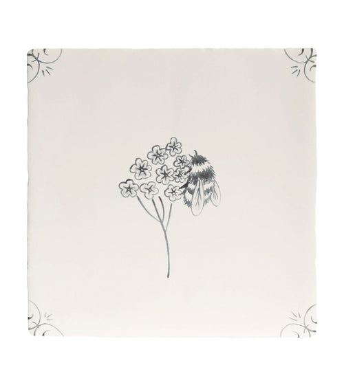 English Delft Bee Charcoal Matt Tile Kitchen Tiles