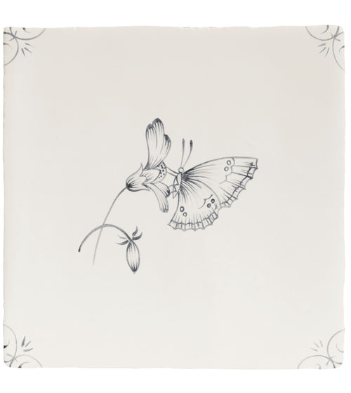English Delft Butterfly 2 Charcoal Matt Tile Ranges/English Delft