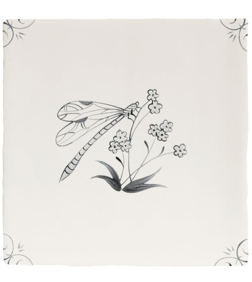 English Delft Dragonfly Charcoal Matt Tile Ranges/English Delft