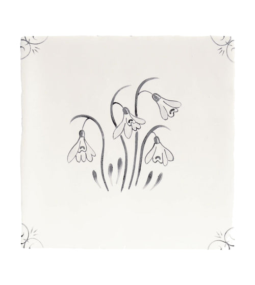 English Delft Snowdrop Charcoal Matt Tile Kitchen Tiles