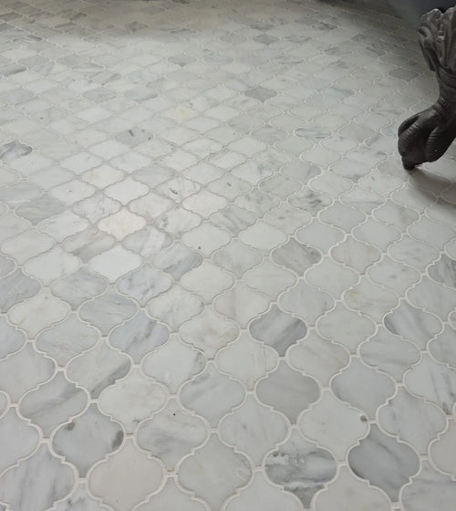 East Hampton Arabesque Marble Mosaic White Floor Tiles