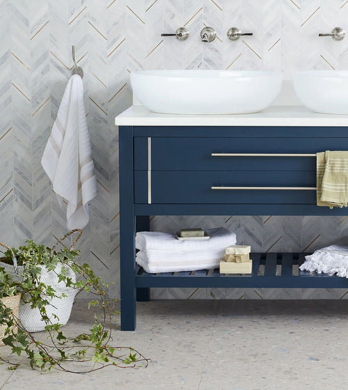 East Hampton Marble Chevron Mosaic Metro Floor Tiles