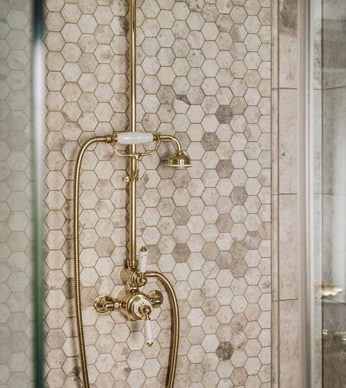 Westhampton Hexagon Mosaic, Honed Hexagonal Floor Tiles