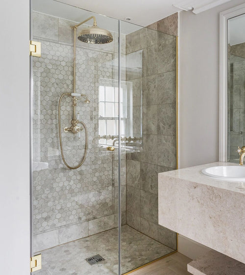 Westhampton Hexagon Mosaic, Honed Hexagonal Floor Tiles