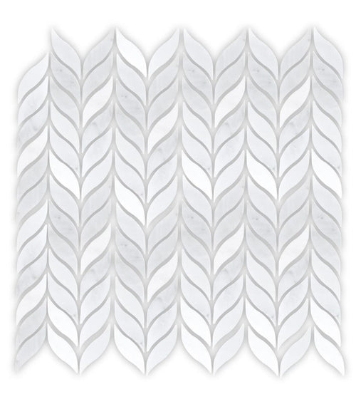 East Hampton Willow Leaf Marble Mosaic White Floor Tiles