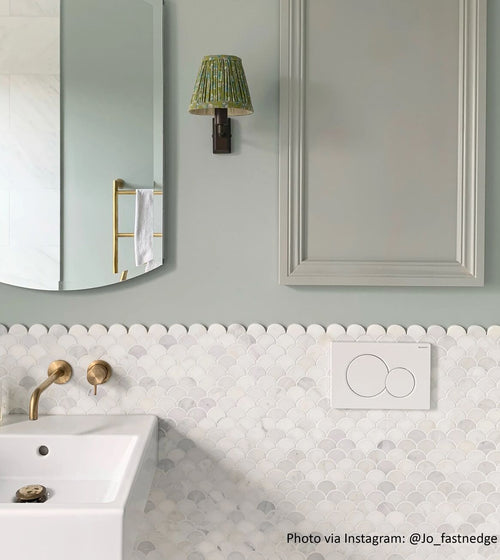 East Hampton Scallop Marble Mosaic White Floor Tiles